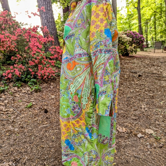 XL Jason Wu Aileen 3/4 Sleeve Linen Paisley Print Dress - Picture 12 of 14